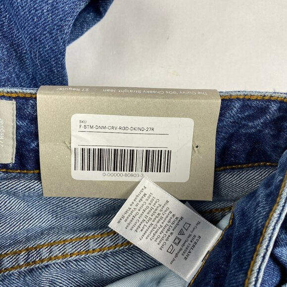 NWT Everlane Jeans Women's Size 27 The Curvy 90's Cheeky Straight Jean Blue - Picture 7 of 13